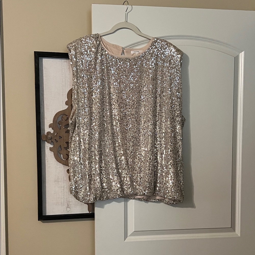 Sequin Sleeveless Top - Silver